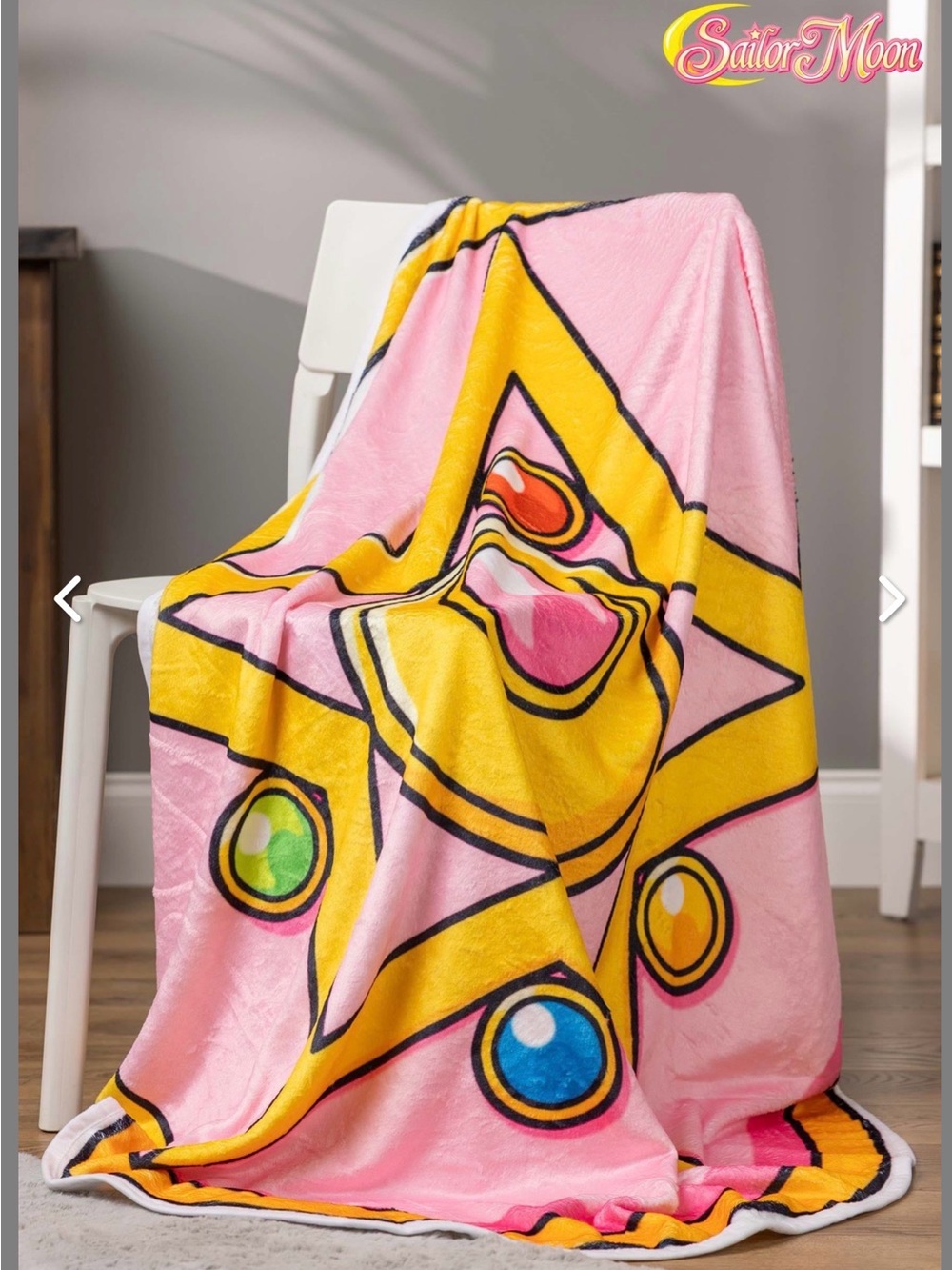Sailor Moon Pink & Yellow Plush Throw Blanket